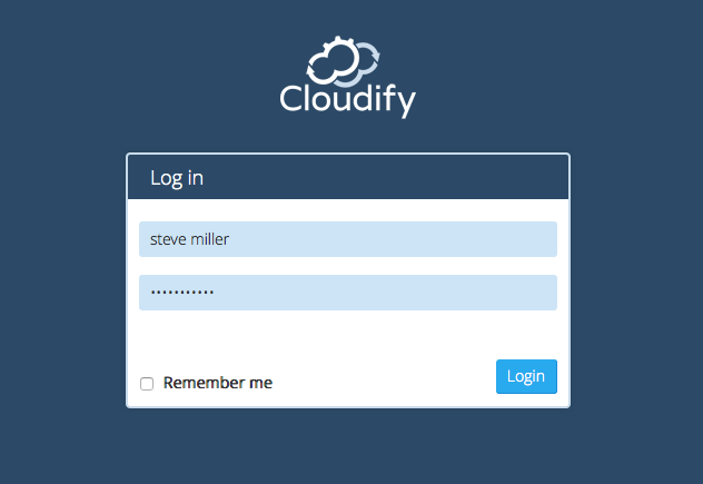 UI login screen