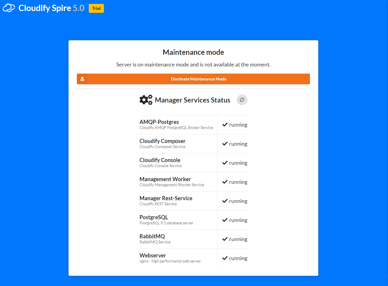 Maintenance Mode status page
