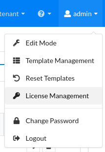users menu - license management option