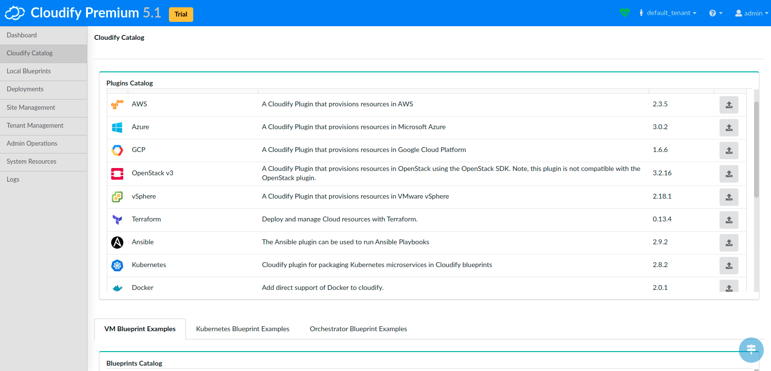 Cloudify Catalog page