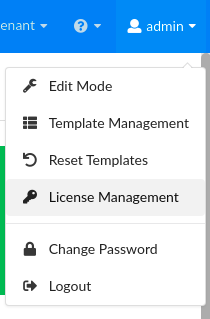 users menu - license management option