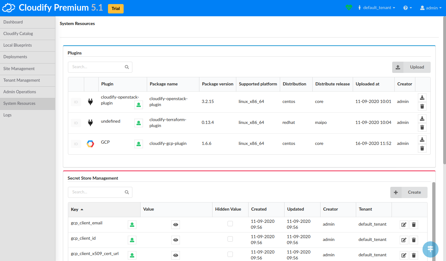 System Resources Page