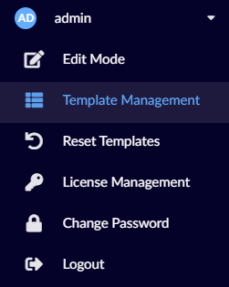 Template Management - menu
