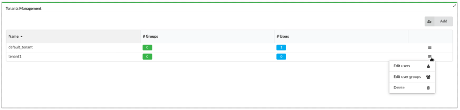 Tenant Management Menu