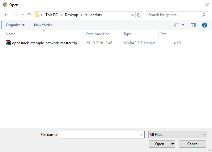 Browse to the blueprint archive