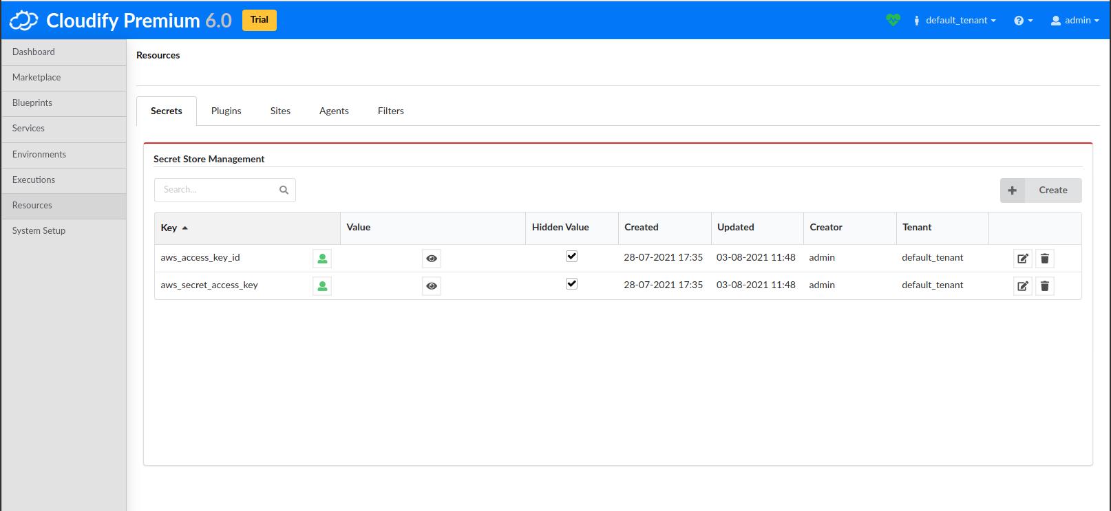 Required secrets for this example
