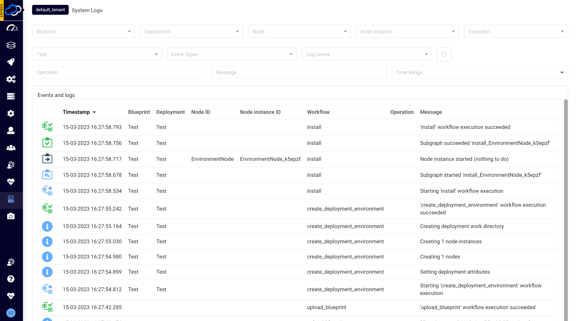 Logs Page